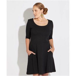Pact Organic Fit & Flare Skater Dress Black Sz MED